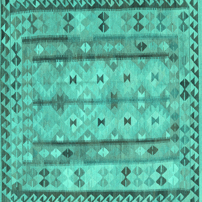 Square Abstract Turquoise Contemporary Rug, con2833turq