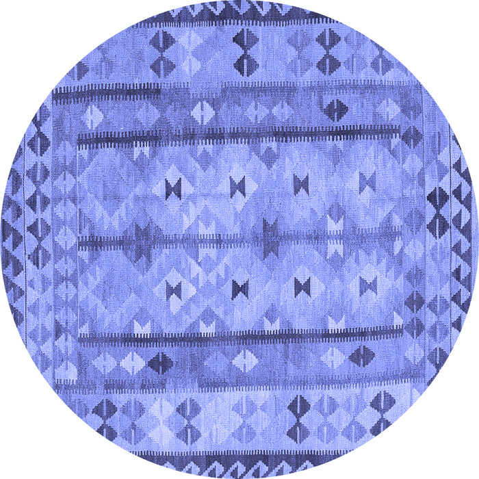 Round Machine Washable Abstract Blue Contemporary Rug, wshcon2833blu