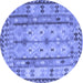 Round Machine Washable Abstract Blue Contemporary Rug, wshcon2833blu