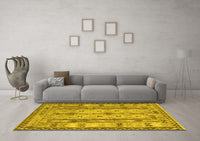 Machine Washable Abstract Yellow Contemporary Rug, wshcon2833yw