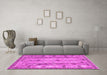 Machine Washable Abstract Pink Contemporary Rug in a Living Room, wshcon2833pnk