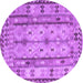 Round Machine Washable Abstract Purple Contemporary Area Rugs, wshcon2833pur