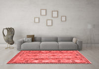 Machine Washable Abstract Red Contemporary Rug, wshcon2833red