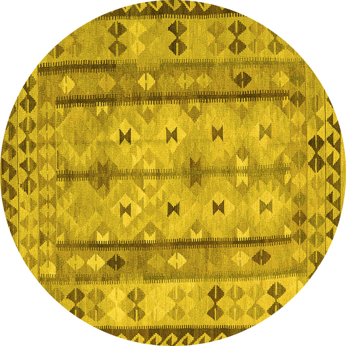 Round Abstract Yellow Contemporary Rug, con2833yw