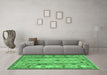 Machine Washable Abstract Emerald Green Contemporary Area Rugs in a Living Room,, wshcon2833emgrn