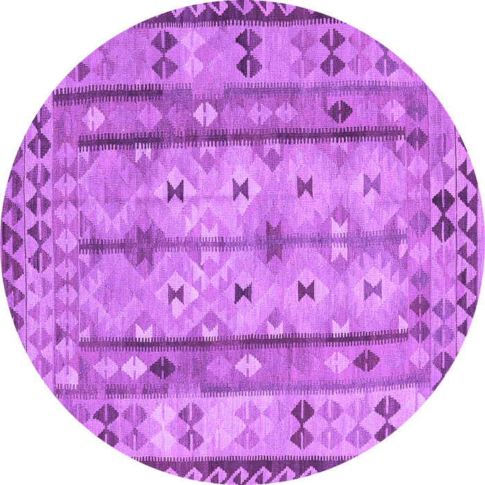 Round Abstract Purple Contemporary Rug, con2833pur