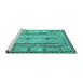 Sideview of Machine Washable Abstract Turquoise Contemporary Area Rugs, wshcon2833turq