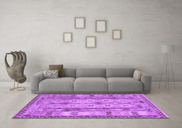 Machine Washable Abstract Purple Contemporary Area Rugs in a Living Room, wshcon2833pur