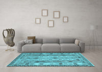 Machine Washable Abstract Light Blue Contemporary Rug, wshcon2833lblu