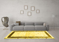 Machine Washable Solid Yellow Modern Rug, wshcon2834yw