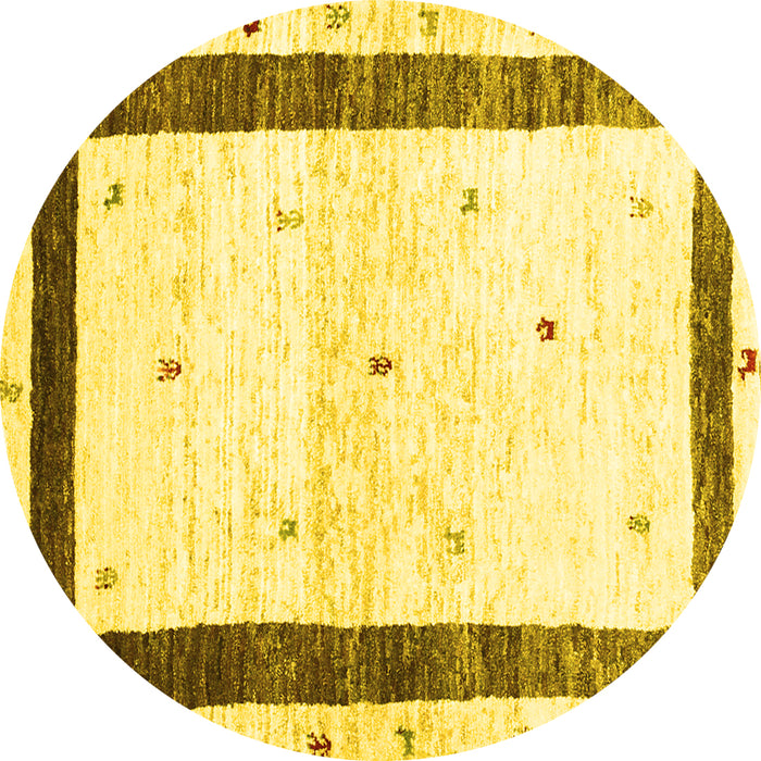 Round Machine Washable Solid Yellow Modern Rug, wshcon2834yw