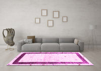 Machine Washable Solid Pink Modern Rug, wshcon2834pnk