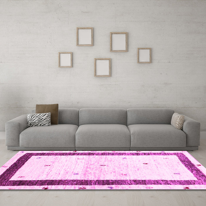 Machine Washable Solid Pink Modern Rug in a Living Room, wshcon2834pnk