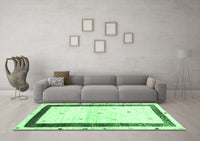 Machine Washable Solid Emerald Green Modern Rug, wshcon2834emgrn