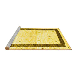 Sideview of Machine Washable Solid Yellow Modern Rug, wshcon2834yw