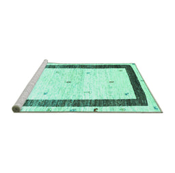 Sideview of Machine Washable Solid Turquoise Modern Area Rugs, wshcon2834turq