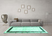 Machine Washable Solid Turquoise Modern Area Rugs in a Living Room,, wshcon2834turq