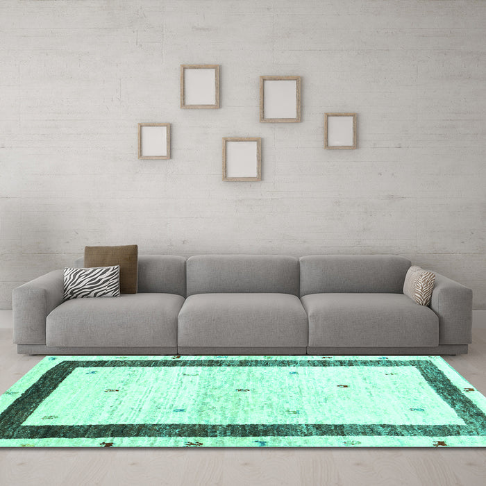 Machine Washable Solid Turquoise Modern Area Rugs in a Living Room,, wshcon2834turq