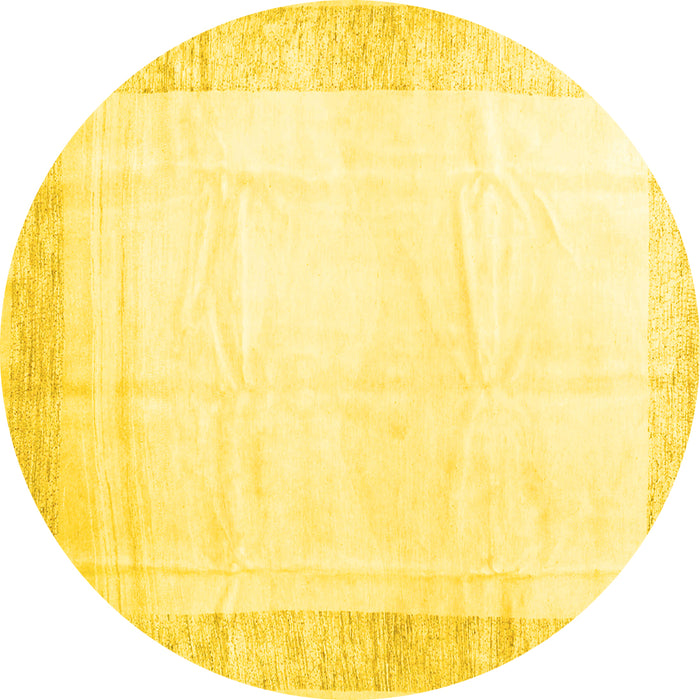 Round Machine Washable Solid Yellow Modern Rug, wshcon2835yw