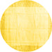 Round Machine Washable Solid Yellow Modern Rug, wshcon2835yw