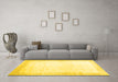 Machine Washable Solid Yellow Modern Rug in a Living Room, wshcon2835yw