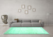 Machine Washable Solid Turquoise Modern Area Rugs in a Living Room,, wshcon2835turq