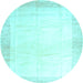 Round Machine Washable Solid Light Blue Modern Rug, wshcon2835lblu