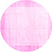 Round Machine Washable Solid Pink Modern Rug, wshcon2835pnk