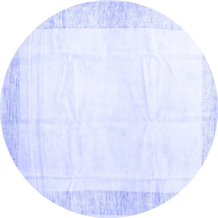 Round Machine Washable Solid Blue Modern Rug, wshcon2835blu
