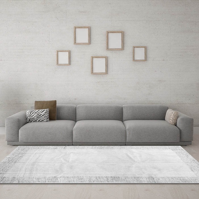 Machine Washable Solid Gray Modern Rug in a Living Room,, wshcon2835gry