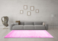 Machine Washable Solid Pink Modern Rug, wshcon2835pnk