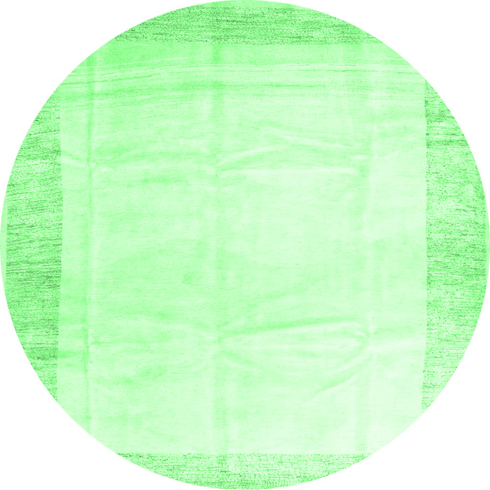 Round Machine Washable Solid Emerald Green Modern Area Rugs, wshcon2835emgrn