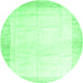 Round Machine Washable Solid Emerald Green Modern Area Rugs, wshcon2835emgrn