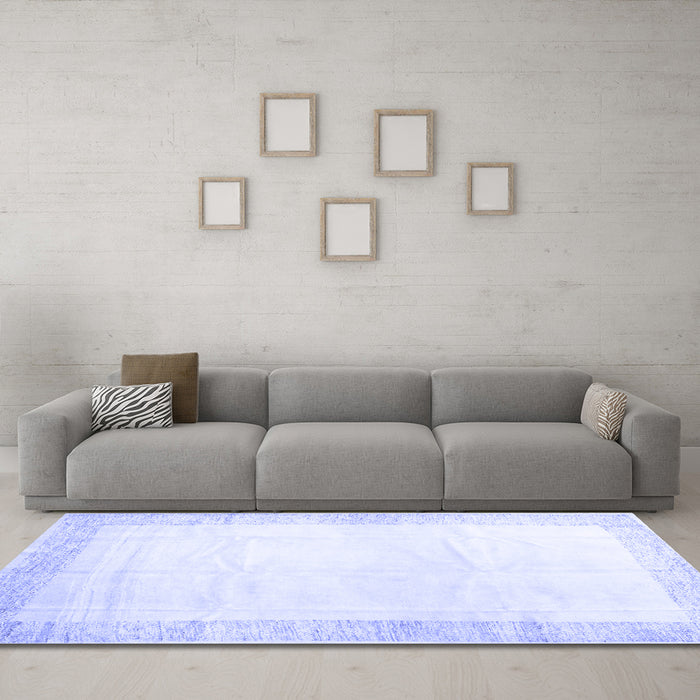 Machine Washable Solid Blue Modern Rug in a Living Room, wshcon2835blu