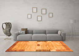 Machine Washable Abstract Orange Contemporary Area Rugs in a Living Room, wshcon2836org