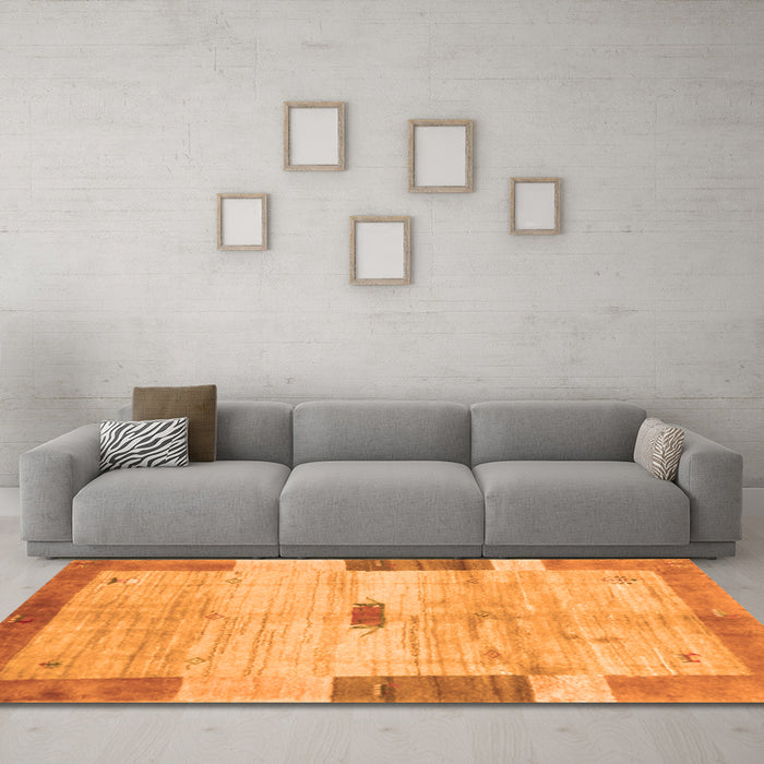 Machine Washable Abstract Orange Contemporary Area Rugs in a Living Room, wshcon2836org