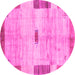 Round Abstract Pink Contemporary Rug, con2836pnk