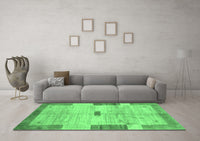 Machine Washable Abstract Emerald Green Contemporary Rug, wshcon2836emgrn