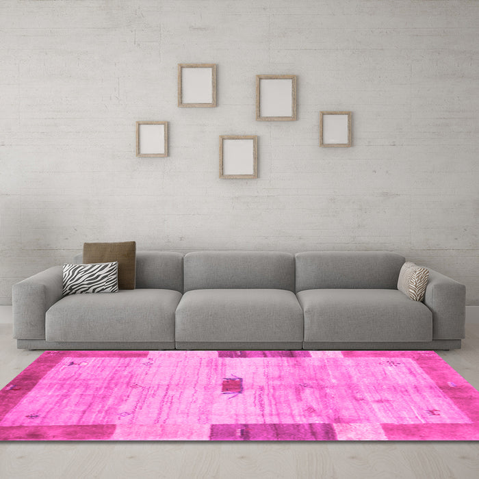 Machine Washable Abstract Pink Contemporary Rug in a Living Room, wshcon2836pnk
