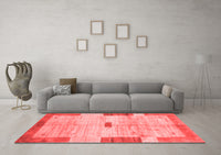 Machine Washable Abstract Red Contemporary Rug, wshcon2836red