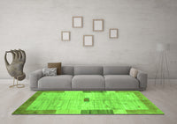 Machine Washable Abstract Green Contemporary Rug, wshcon2836grn
