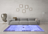 Machine Washable Abstract Blue Contemporary Rug, wshcon2836blu