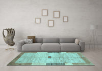 Machine Washable Abstract Light Blue Contemporary Rug, wshcon2836lblu