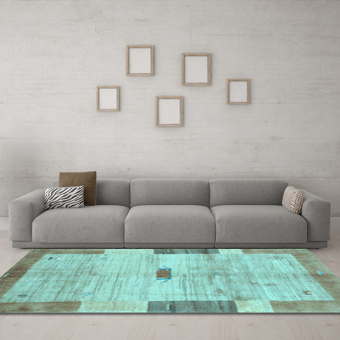 Machine Washable Abstract Light Blue Contemporary Rug in a Living Room, wshcon2836lblu
