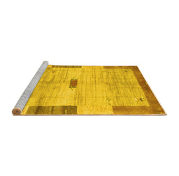 Sideview of Machine Washable Abstract Yellow Contemporary Rug, wshcon2836yw