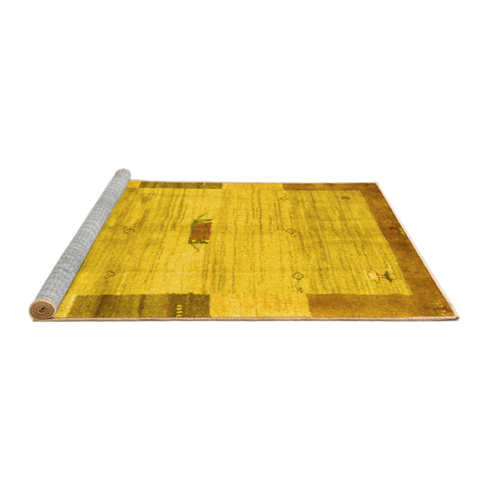 Sideview of Machine Washable Abstract Yellow Contemporary Rug, wshcon2836yw