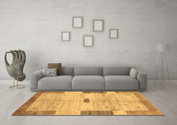Machine Washable Abstract Brown Contemporary Rug in a Living Room,, wshcon2836brn