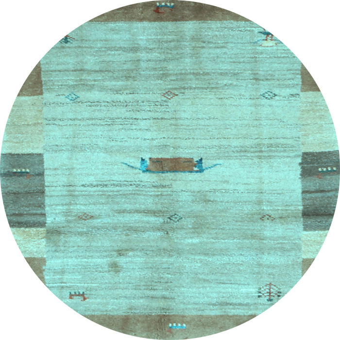 Round Machine Washable Abstract Light Blue Contemporary Rug, wshcon2836lblu