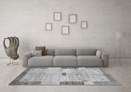 Machine Washable Abstract Gray Contemporary Rug in a Living Room,, wshcon2836gry