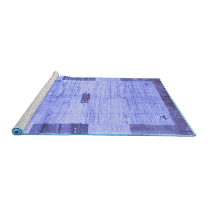 Sideview of Machine Washable Abstract Blue Contemporary Rug, wshcon2836blu